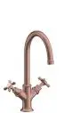AXOR-HG-AXOR-Montreux-2-Griff-Waschtischarmatur-210-mit-Kreuzgriffen-und-Zugstangen-Ablaufgarnitur-Brushed-Red-Gold-16502310 gallery number 1
